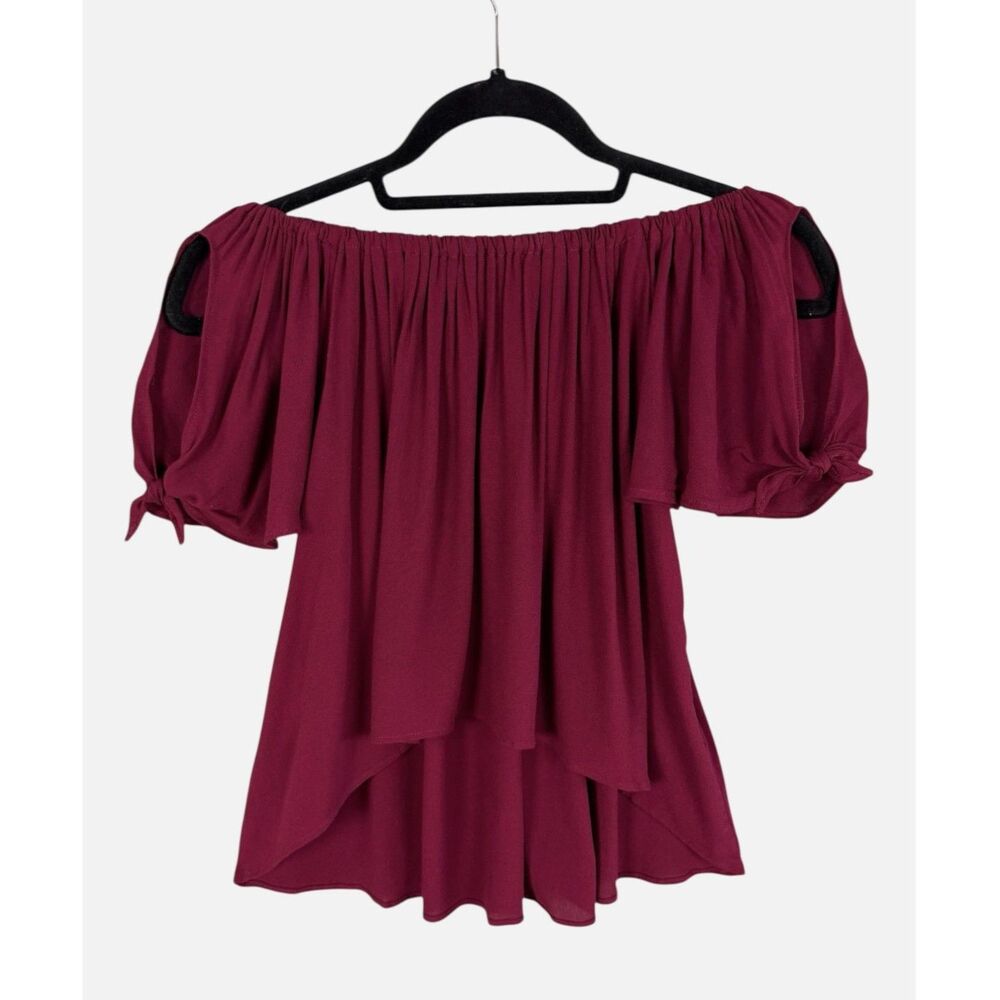 Blue Life Venus Tie Sleeve Top Wild Berry Off Shoulder Hi Low Size XS NWOT